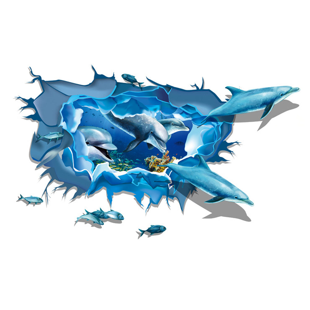 3D Dolphins Removable Wall Sticker Decal Home Living Room Bedroom Wall Decor