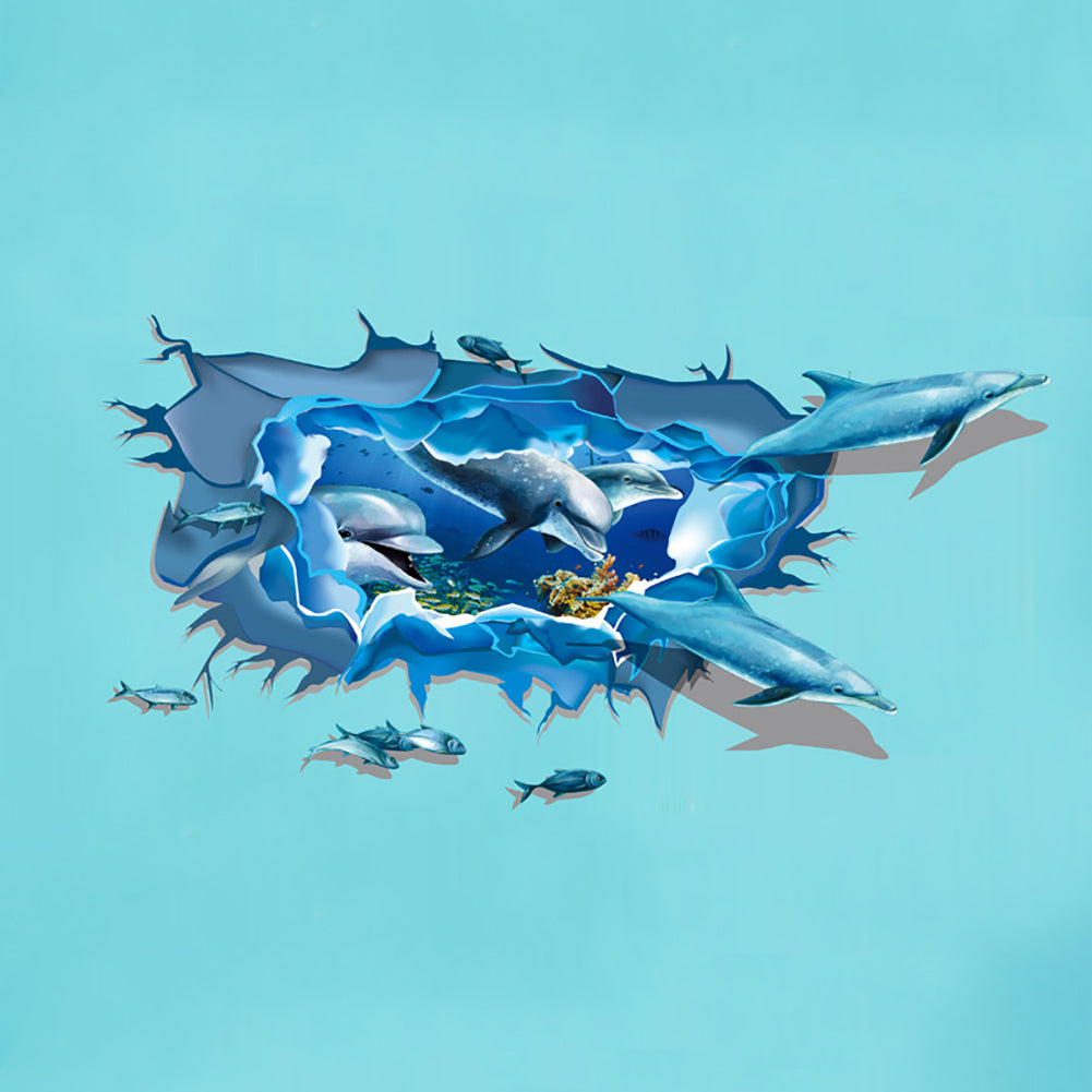 3D Dolphins Removable Wall Sticker Decal Home Living Room Bedroom Wall Decor