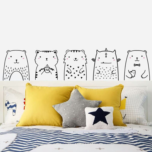 Cute Bear Cat Animal Removable DIY Wall Sticker Door Fridge Window Decal Decor