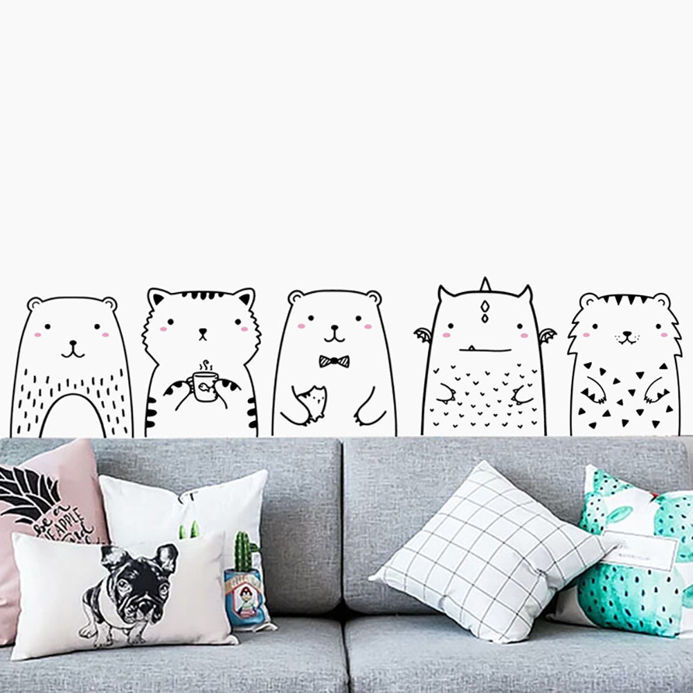 Cute Bear Cat Animal Removable DIY Wall Sticker Door Fridge Window Decal Decor