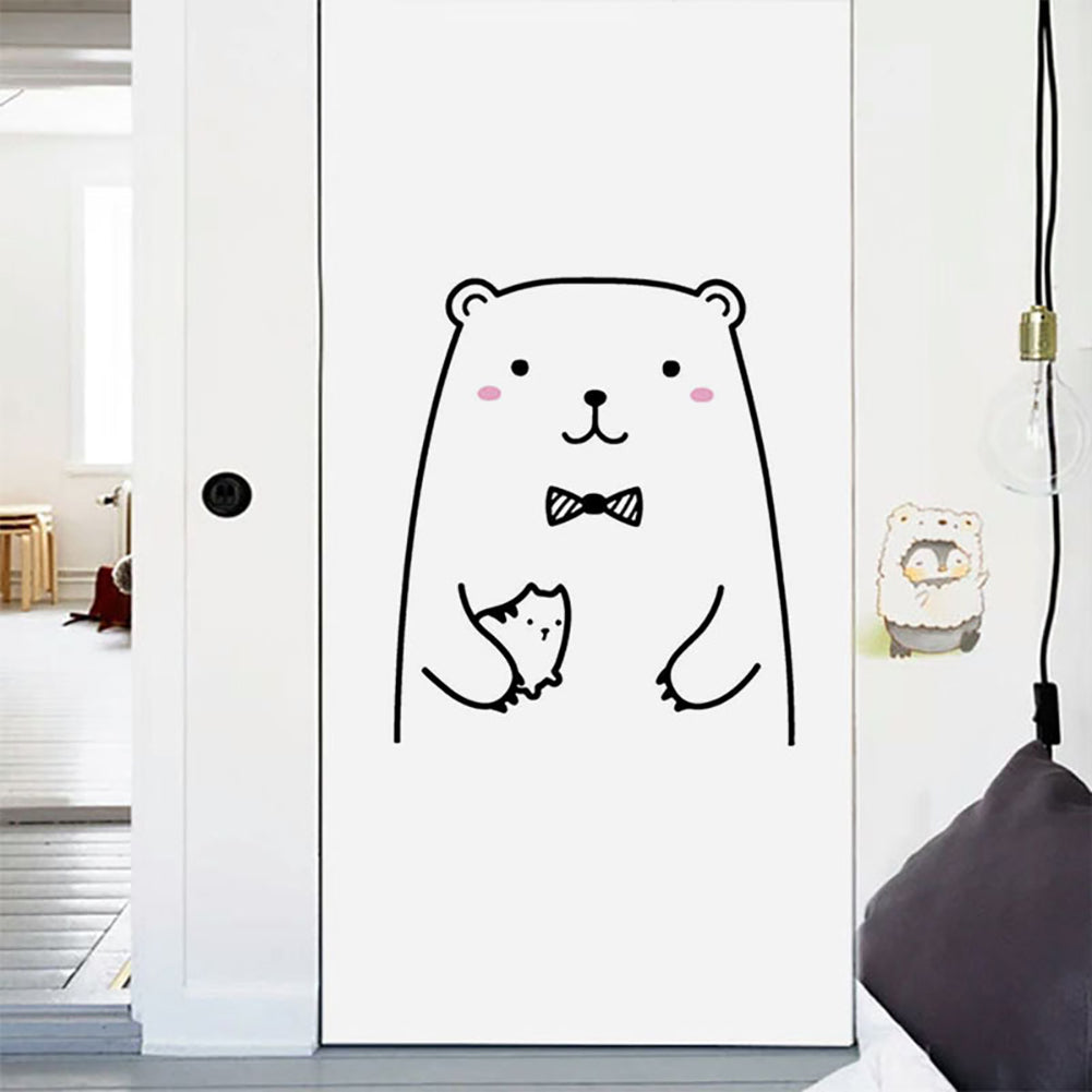 Cute Bear Cat Animal Removable DIY Wall Sticker Door Fridge Window Decal Decor