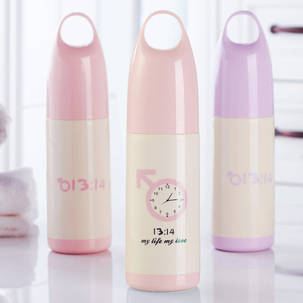 Portable Clock Pattern Toothbrush Toothpaste Holder Cup Anti-dust Storage Box