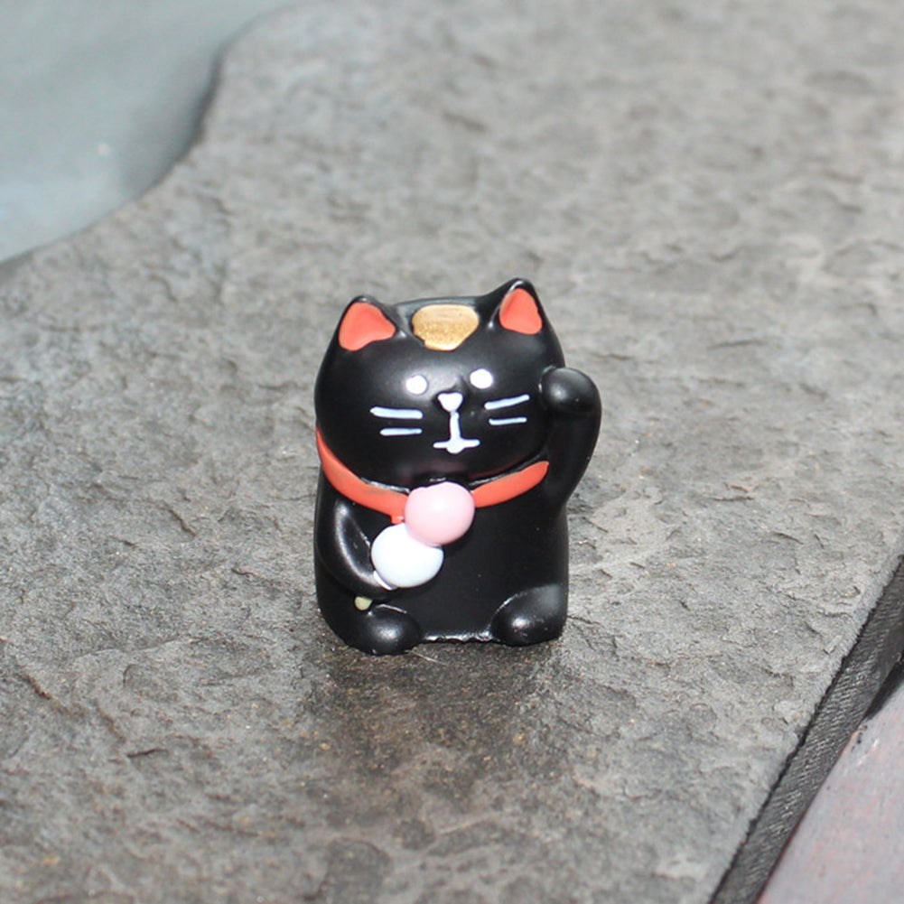 Lovely White Black Fortune Lucky Cat Ornament Home Desktop Decor Resin Craft