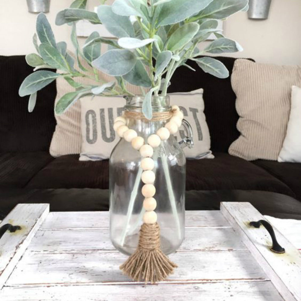 Nordic Style Wooden Beads Tassels Hanging Ornament Home DIY Wall Decoration