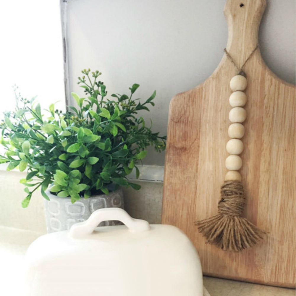 Nordic Style Wooden Beads Tassels Hanging Ornament Home DIY Wall Decoration