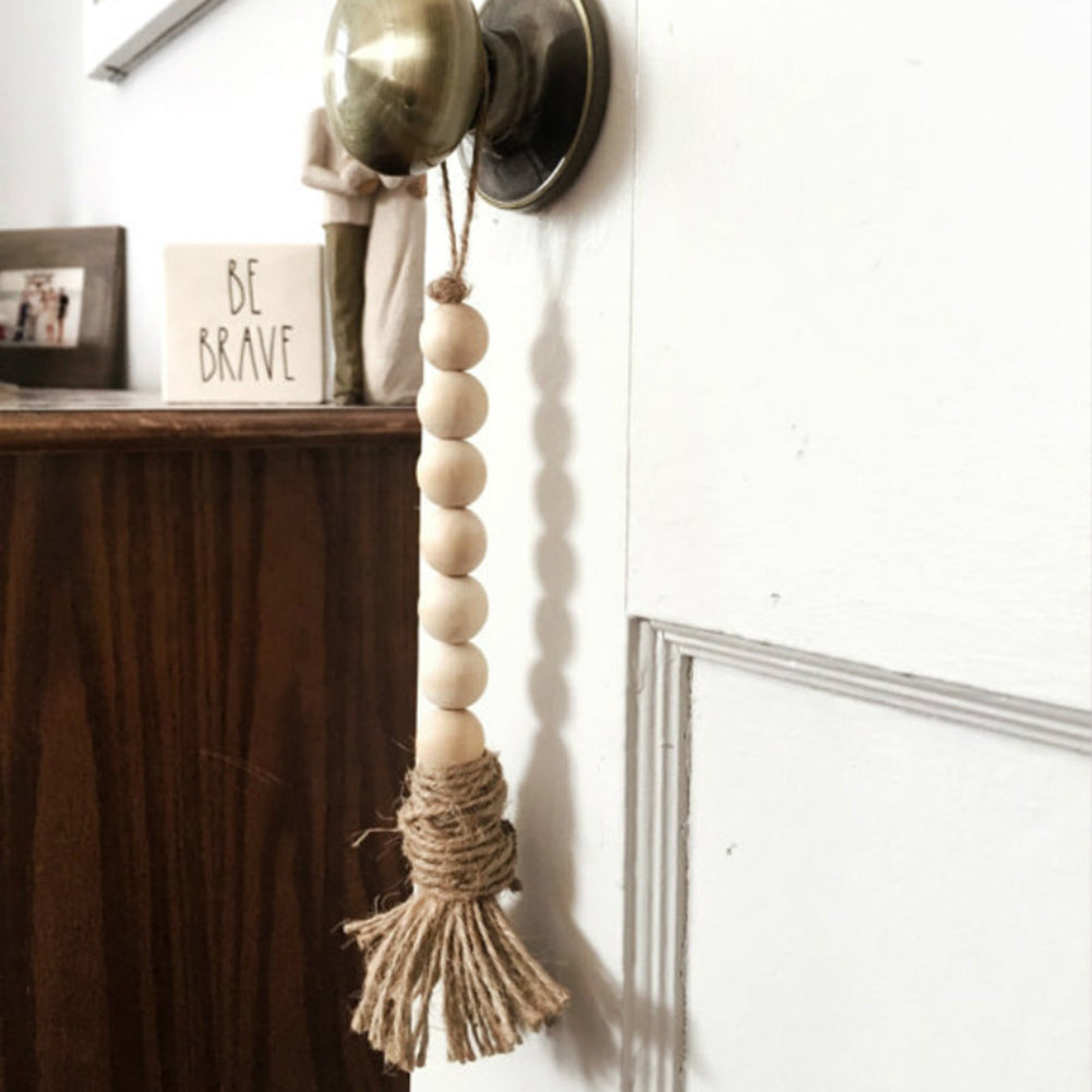 Nordic Style Wooden Beads Tassels Hanging Ornament Home DIY Wall Decoration