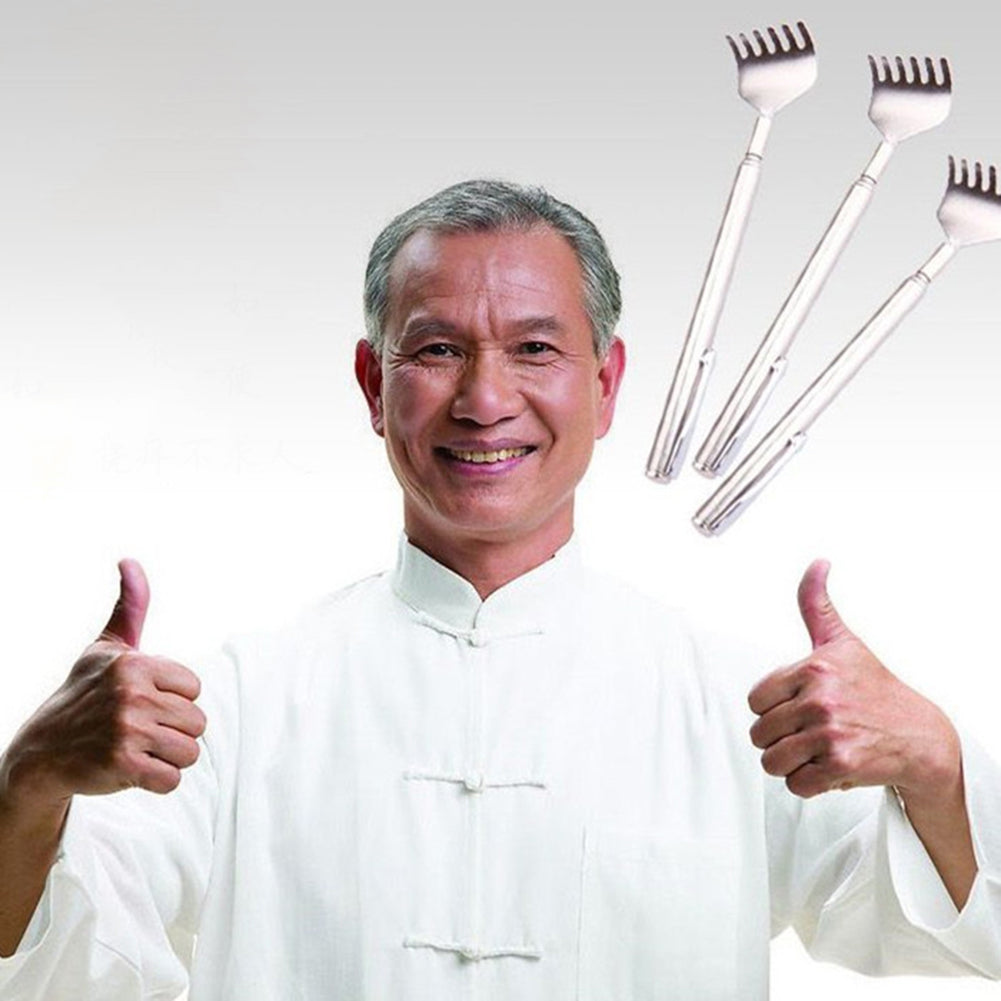 2Pcs Telescopic Stainless Steel Back Scratcher Self Massager with Pocket Clip