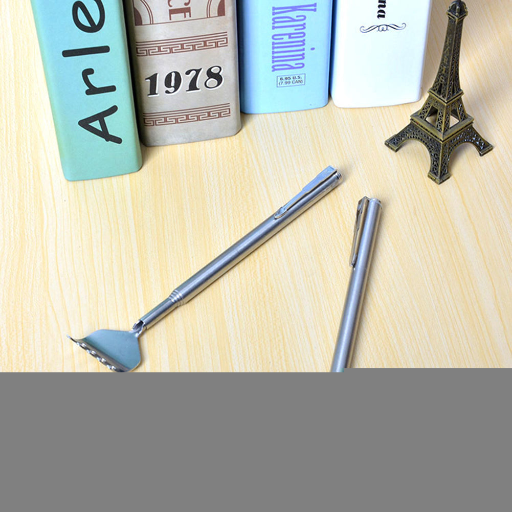2Pcs Telescopic Stainless Steel Back Scratcher Self Massager with Pocket Clip