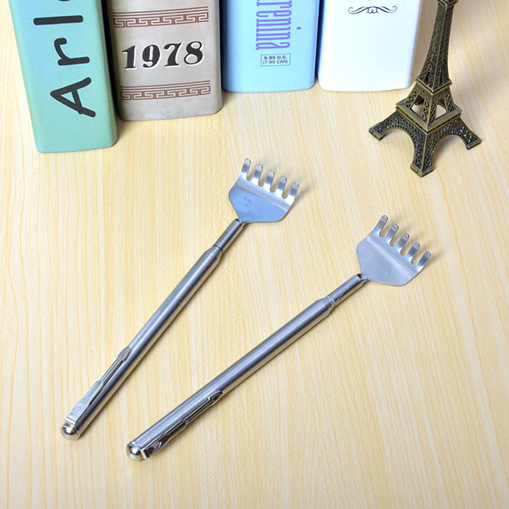 2Pcs Telescopic Stainless Steel Back Scratcher Self Massager with Pocket Clip