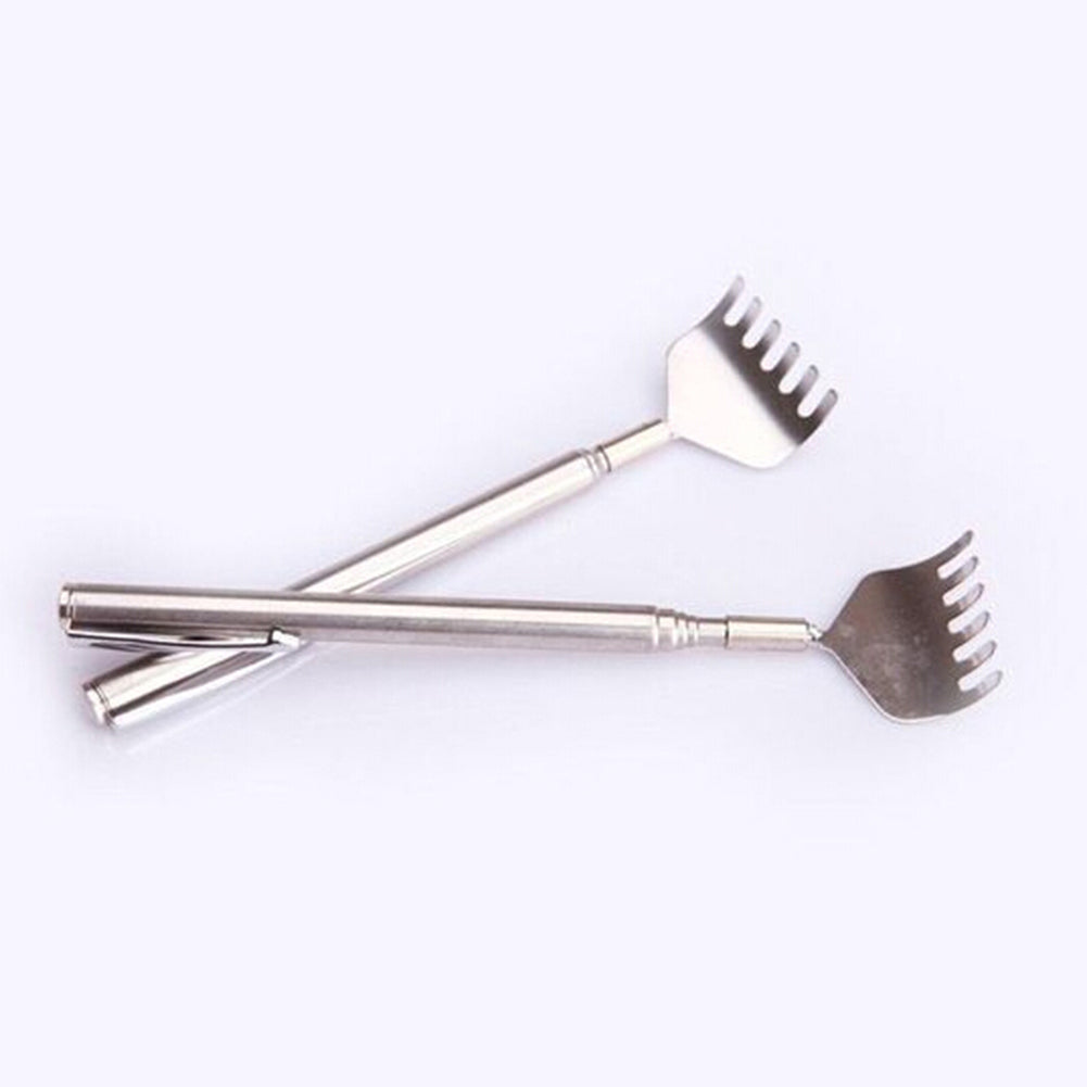 2Pcs Telescopic Stainless Steel Back Scratcher Self Massager with Pocket Clip