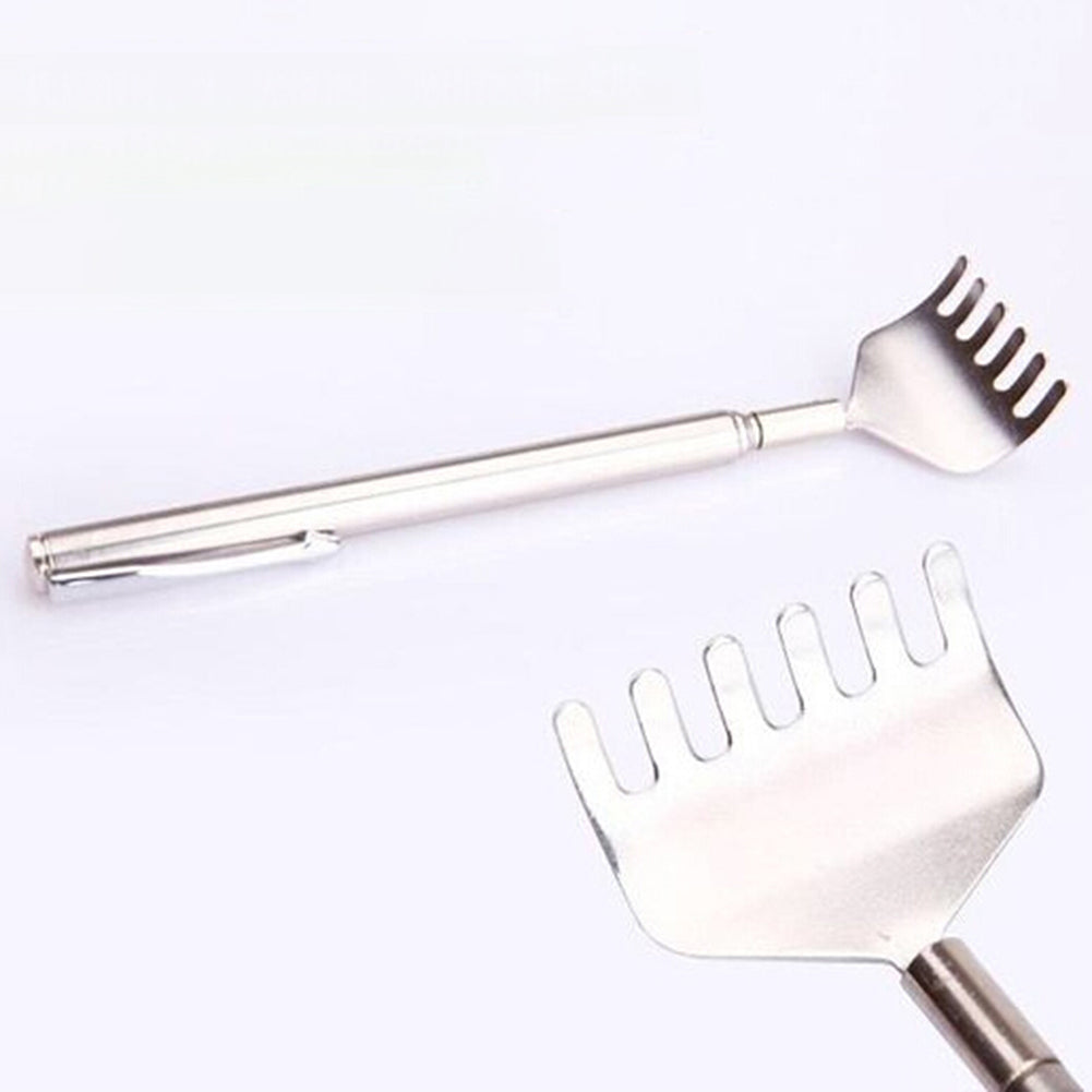 2Pcs Telescopic Stainless Steel Back Scratcher Self Massager with Pocket Clip