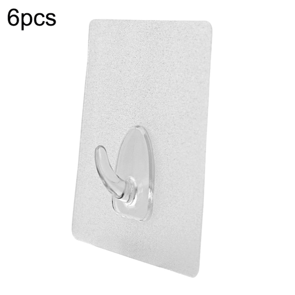 6Pcs Transparent Wall Seamless Hook Kitchen Bathroom Holder Door Back Hanger