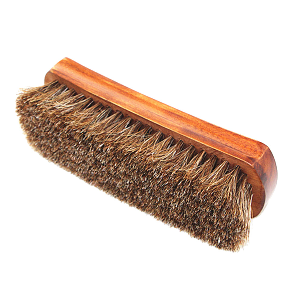 Wooden Horse Hair Mane Bristle Leather Shoes Care Brush Polishing Cleaning Tool