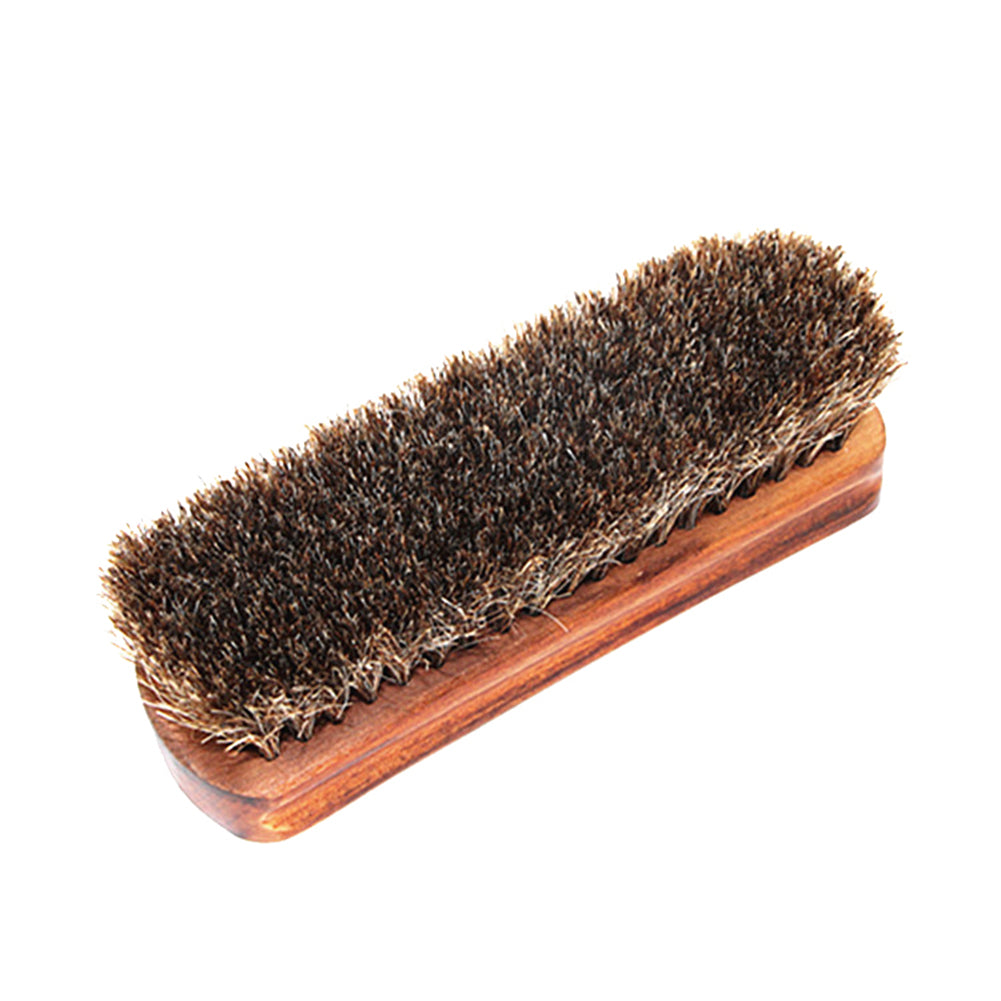 Wooden Horse Hair Mane Bristle Leather Shoes Care Brush Polishing Cleaning Tool