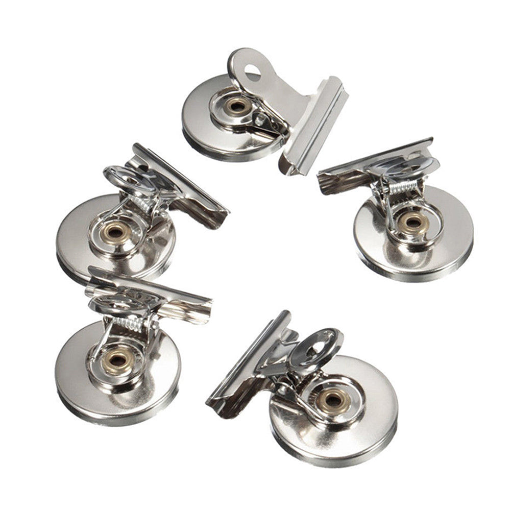5Pcs Magnetic Clip Refrigerator Wall Memo Note Message Stainless Steel Holder