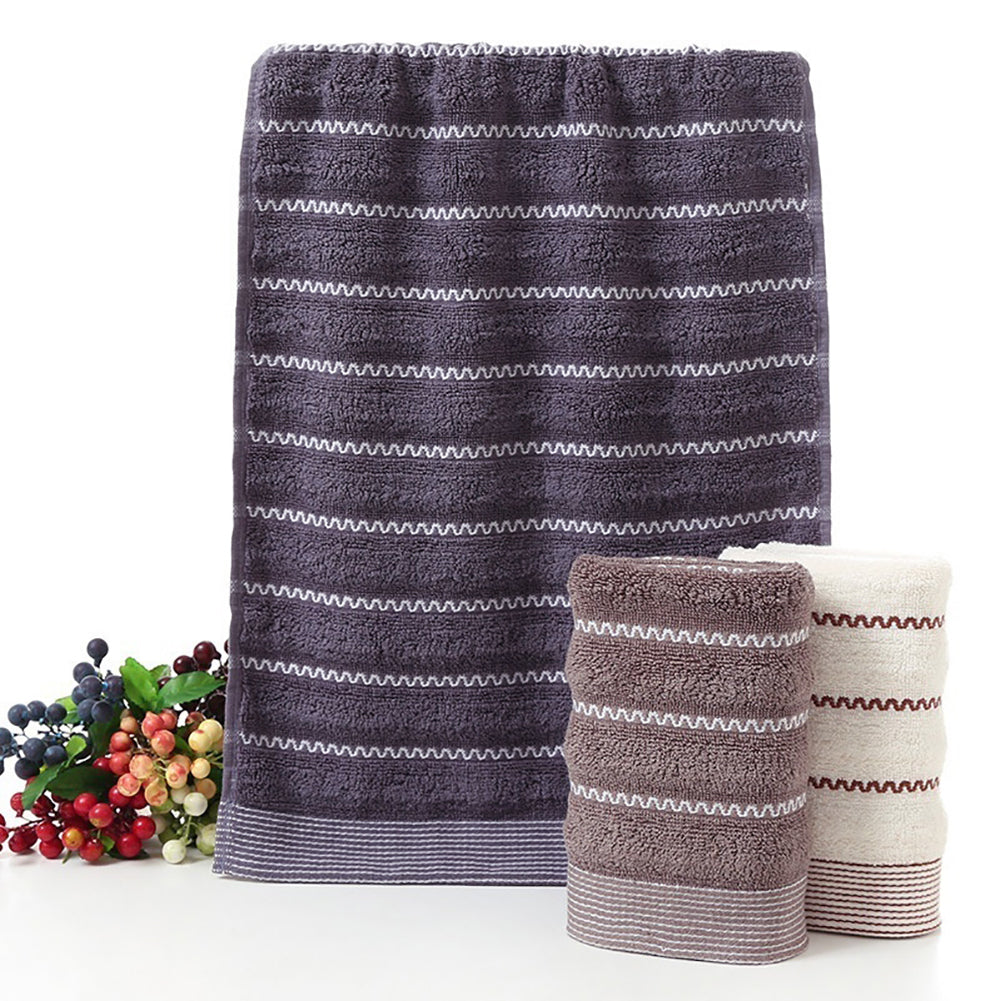 35x75cm Breathable Wave Pattern Cotton Water Absorbent Shower Towel Facecloth