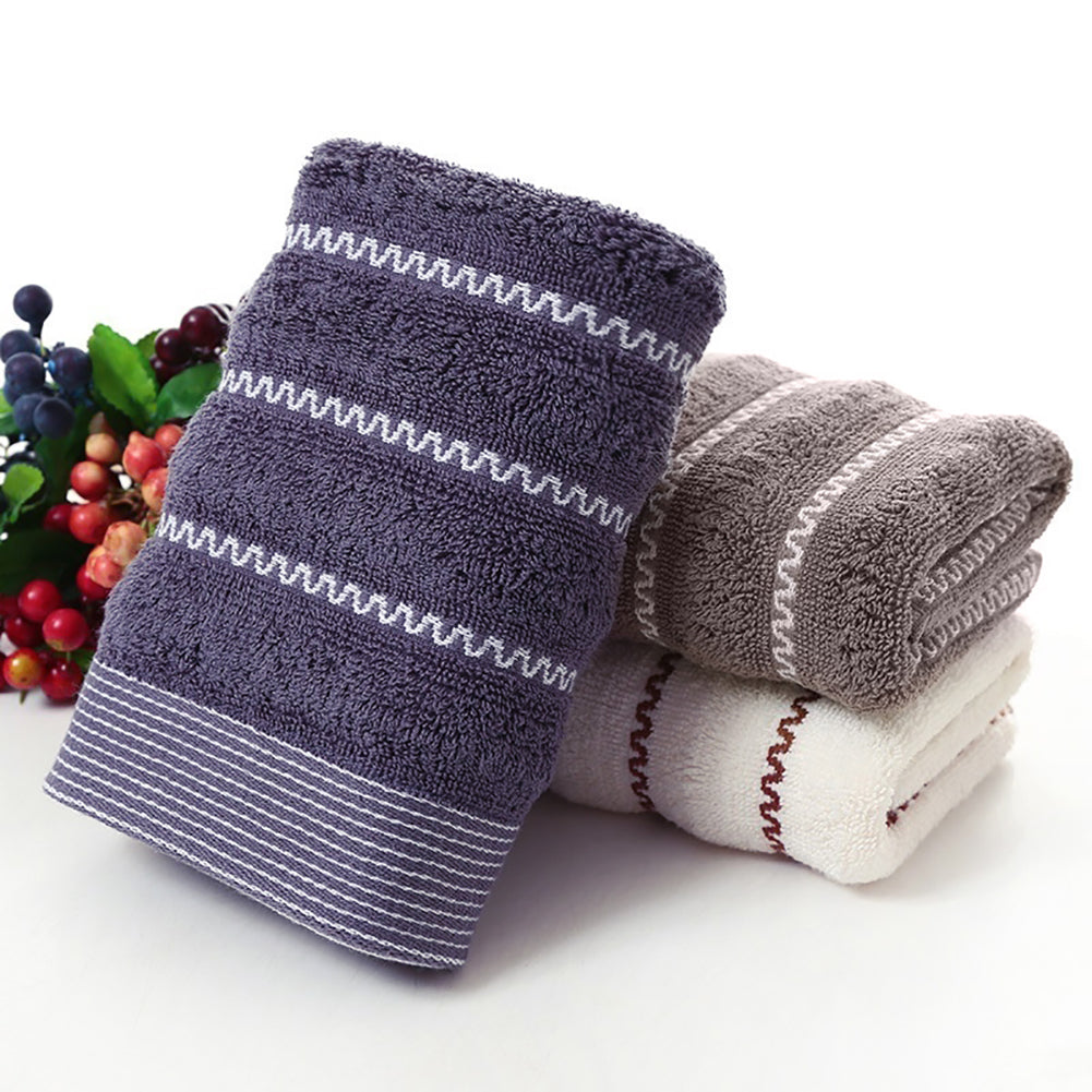 35x75cm Breathable Wave Pattern Cotton Water Absorbent Shower Towel Facecloth