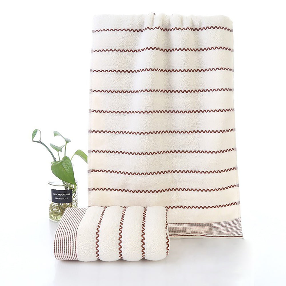 35x75cm Breathable Wave Pattern Cotton Water Absorbent Shower Towel Facecloth