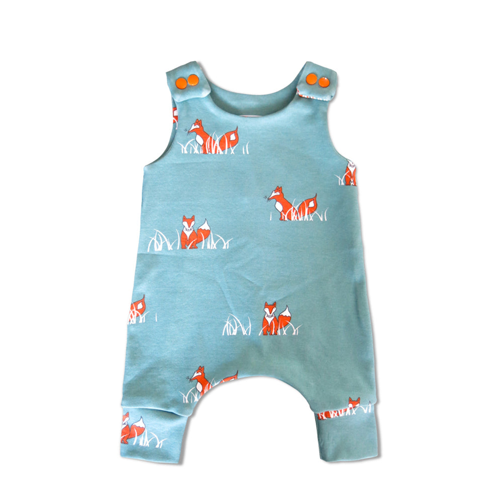 Unisex Cute Cartoon Fox Pattern Sleeveless Baby Summer Romper Jumpsuits