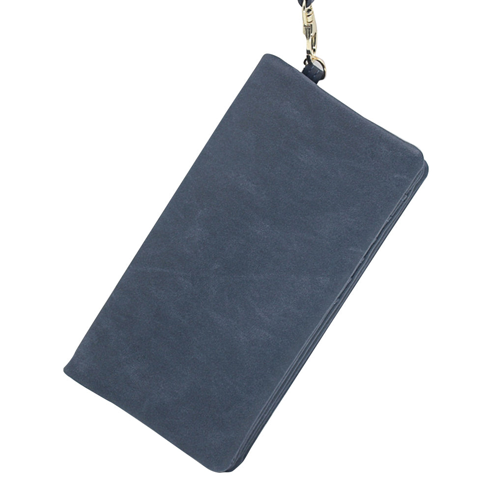 Fashion Dual-Zipper Matte Faux Leather Women Long Purse Cash Card Clutch Bag