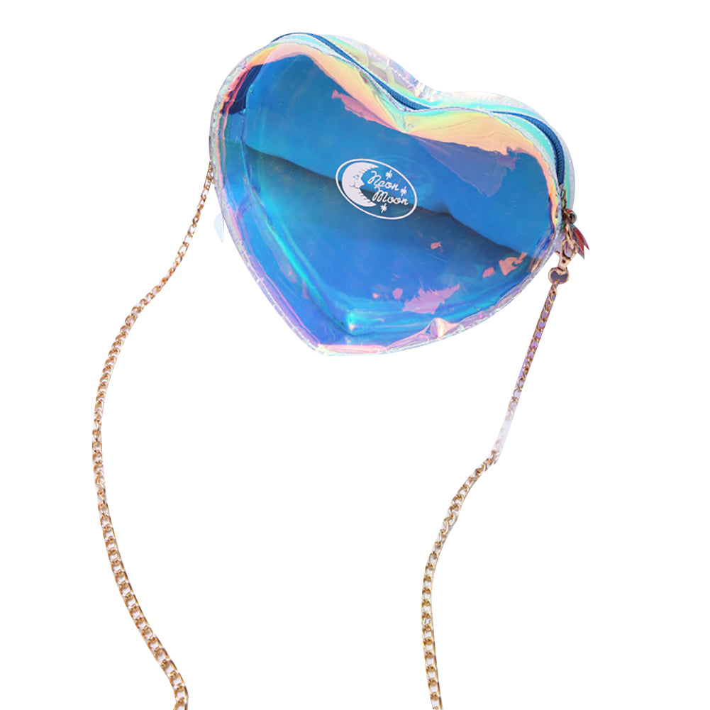 Holographic Laser Transparent Heart Shape Women Small Crossbody Shoulder Bag