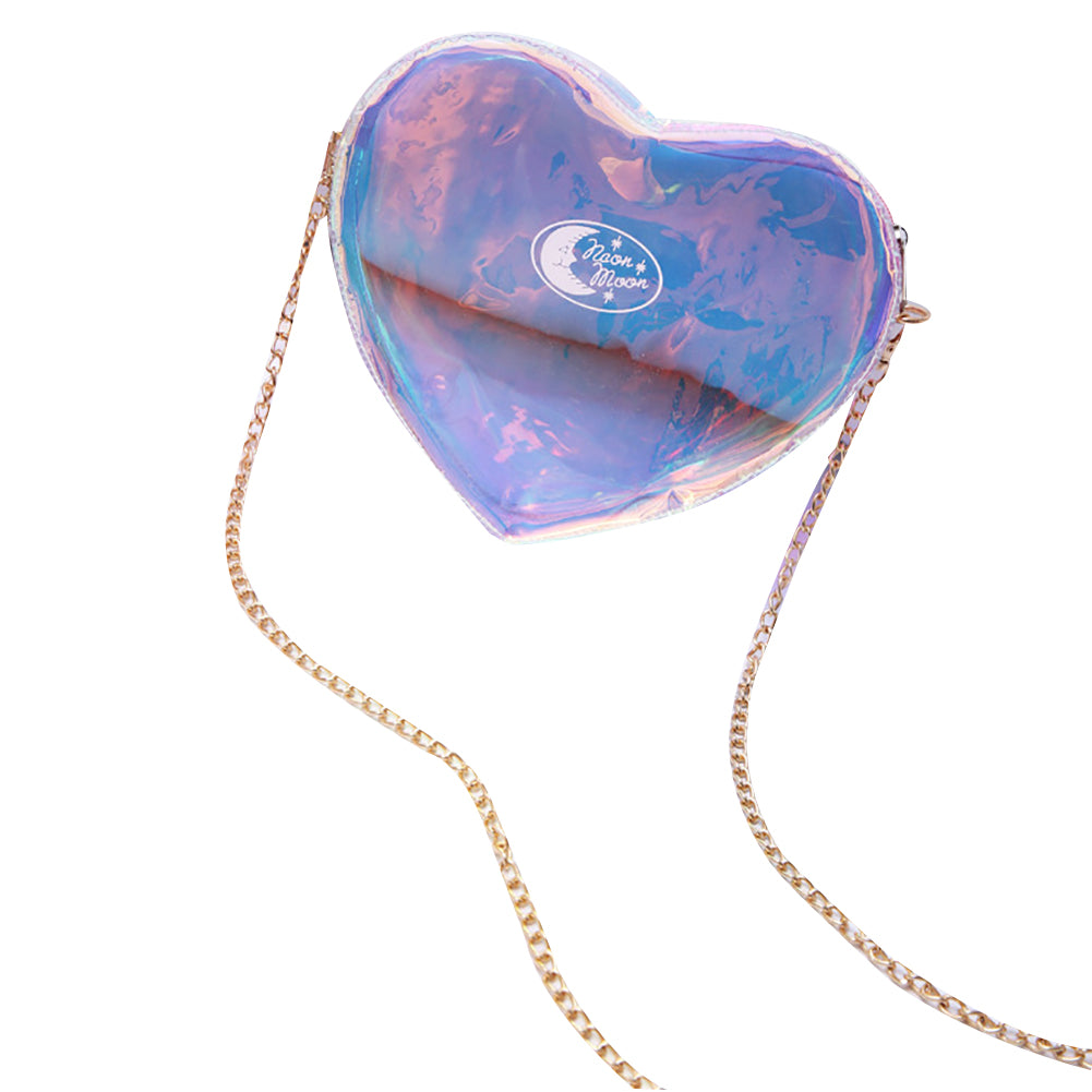 Holographic Laser Transparent Heart Shape Women Small Crossbody Shoulder Bag