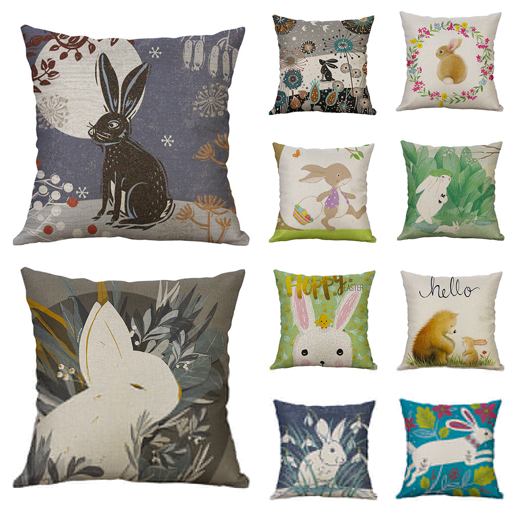 Cartoon Easter Rabbit Pillow Case Sofa Waist Throw Cushion Cover Home Decor
