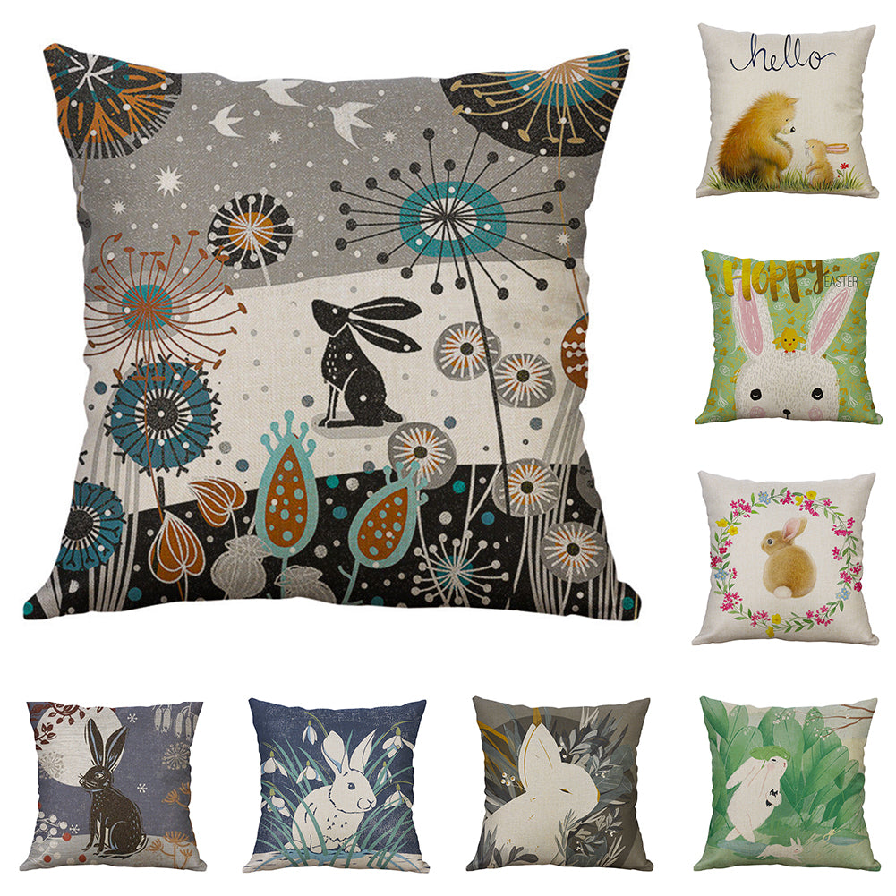 Cartoon Easter Rabbit Pillow Case Sofa Waist Throw Cushion Cover Home Decor