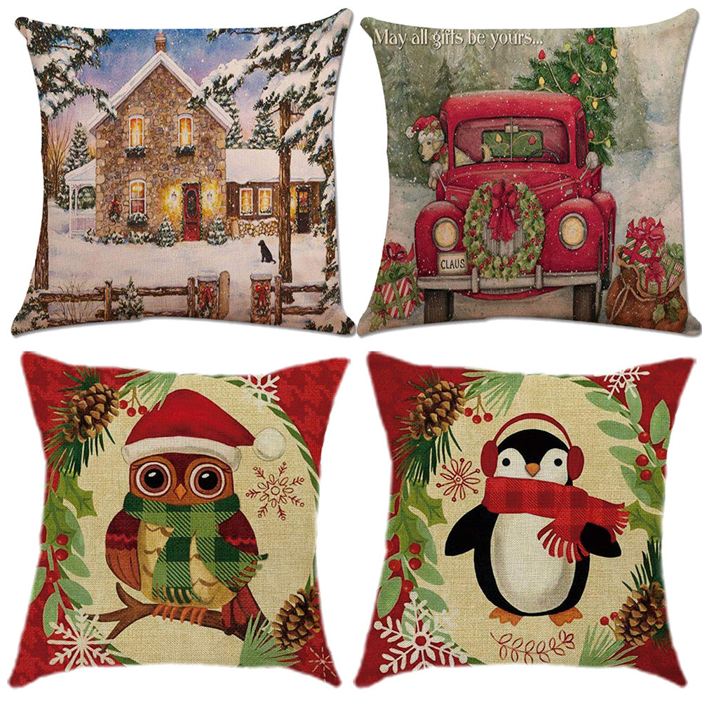 Christmas Santa Claus Elk Bear Pillow Case Cushion Cover Sofa Car Office Decor