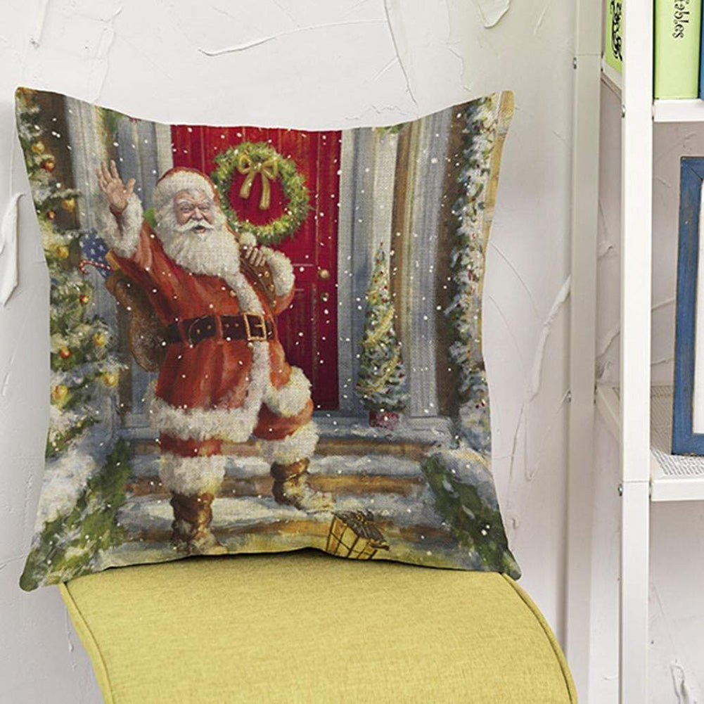 Christmas Santa Claus Elk Bear Pillow Case Cushion Cover Sofa Car Office Decor
