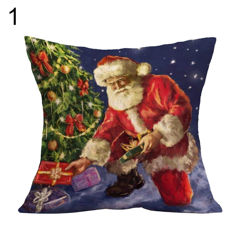 Christmas Santa Claus Elk Bear Pillow Case Cushion Cover Sofa Car Office Decor