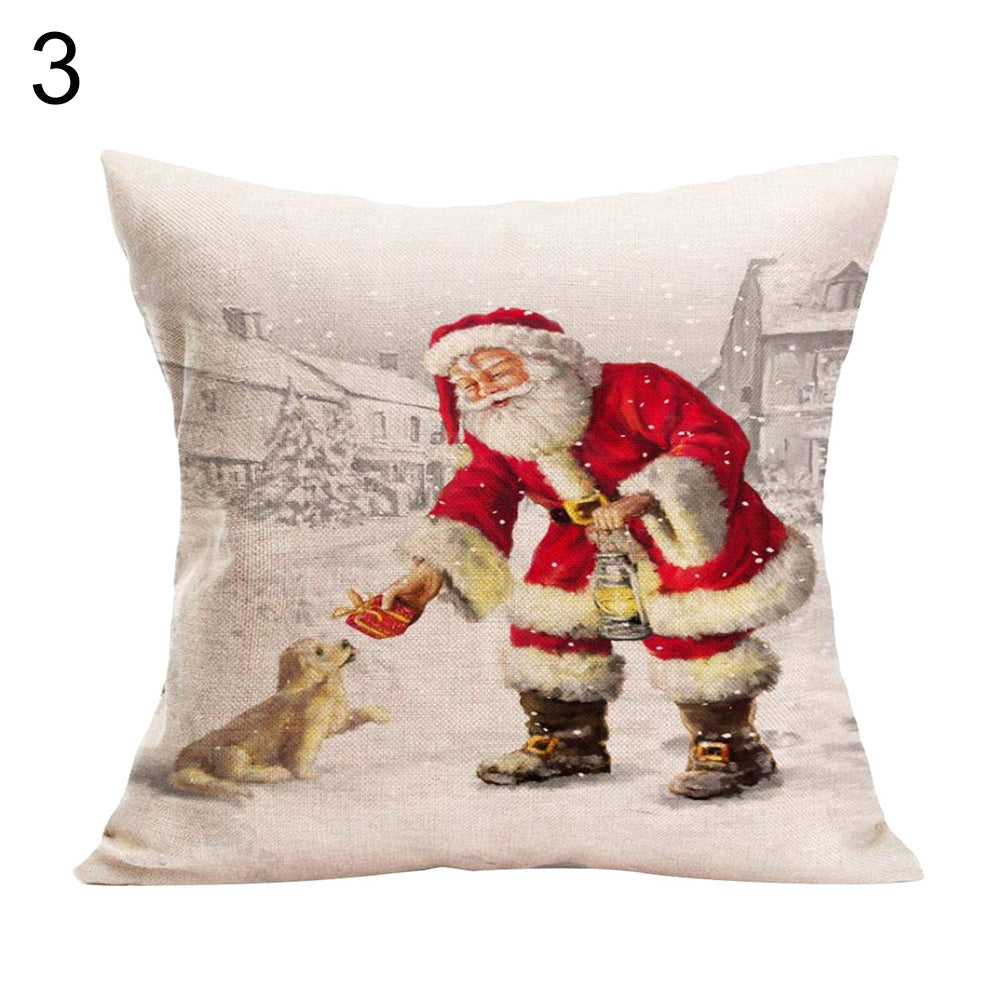 Christmas Santa Claus Elk Bear Pillow Case Cushion Cover Sofa Car Office Decor