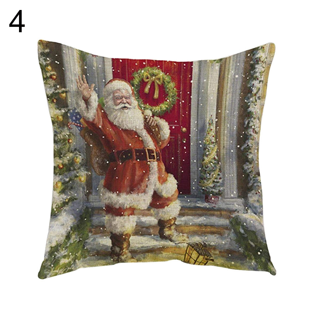 Christmas Santa Claus Elk Bear Pillow Case Cushion Cover Sofa Car Office Decor