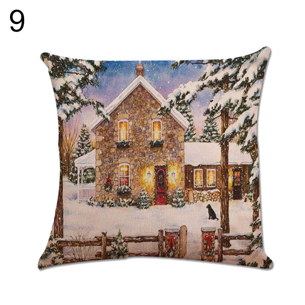 Christmas Santa Claus Elk Bear Pillow Case Cushion Cover Sofa Car Office Decor