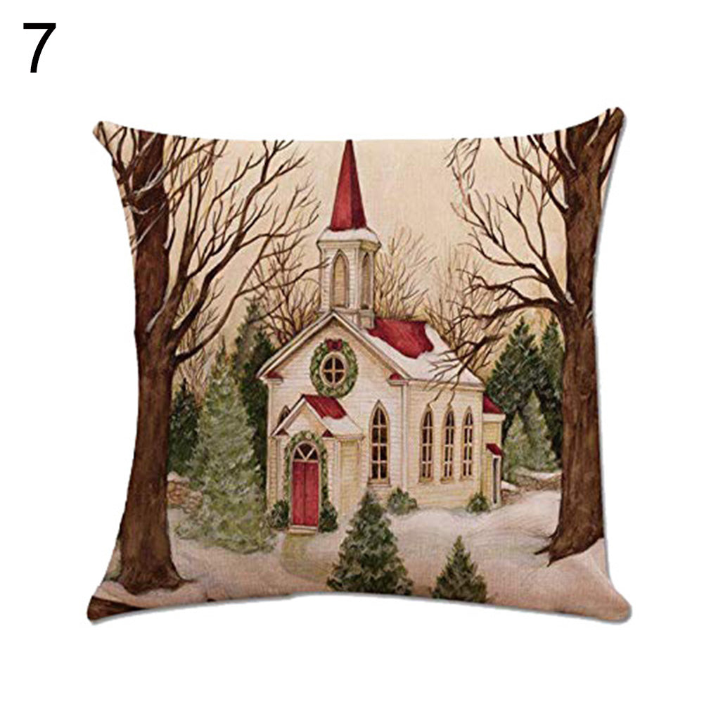 Christmas Santa Claus Elk Bear Pillow Case Cushion Cover Sofa Car Office Decor