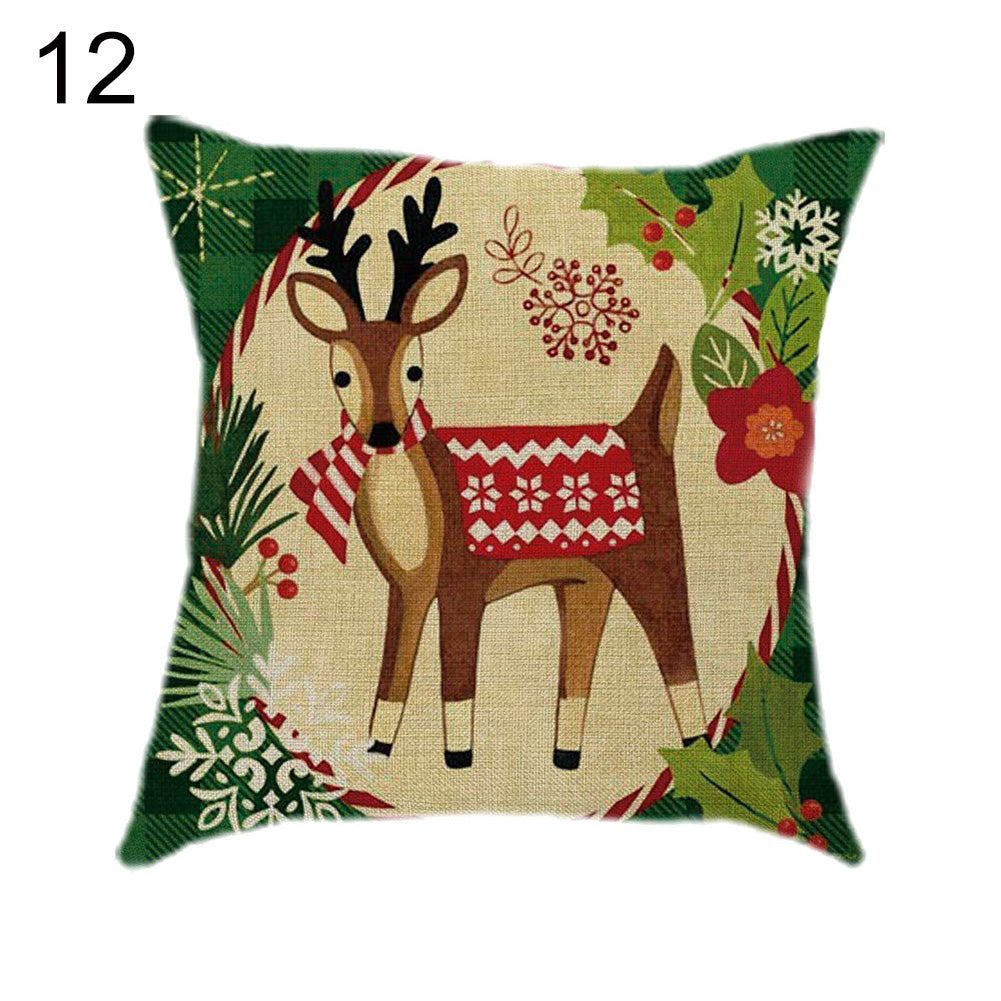 Christmas Santa Claus Elk Bear Pillow Case Cushion Cover Sofa Car Office Decor