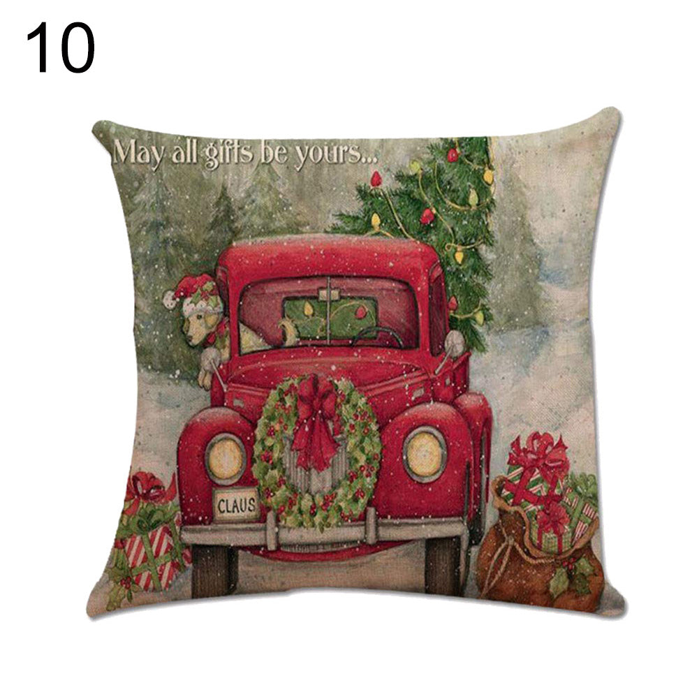 Christmas Santa Claus Elk Bear Pillow Case Cushion Cover Sofa Car Office Decor