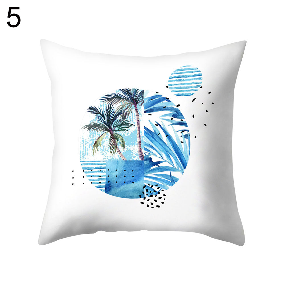 Coconut Tree Wide Leaf Throw Pillow Protector Case Cushion Cover Bedding Article