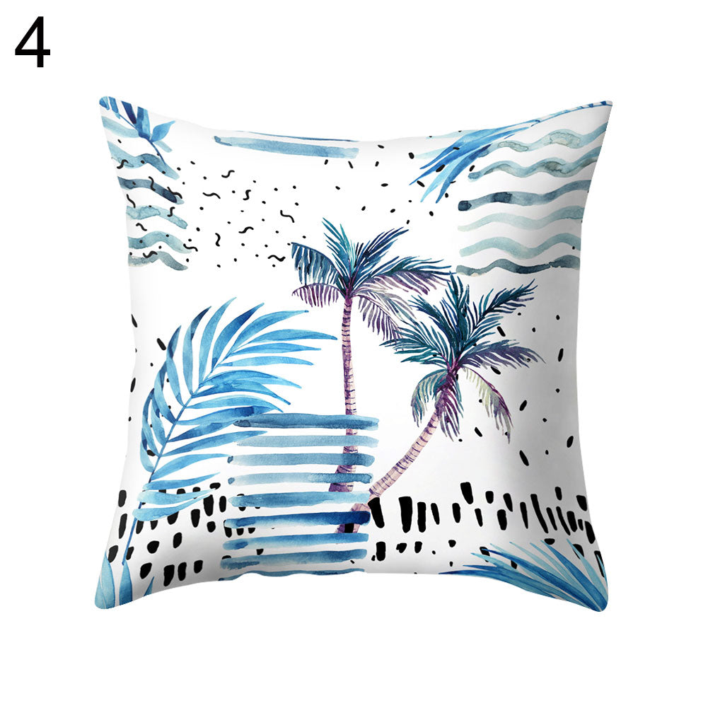 Coconut Tree Wide Leaf Throw Pillow Protector Case Cushion Cover Bedding Article