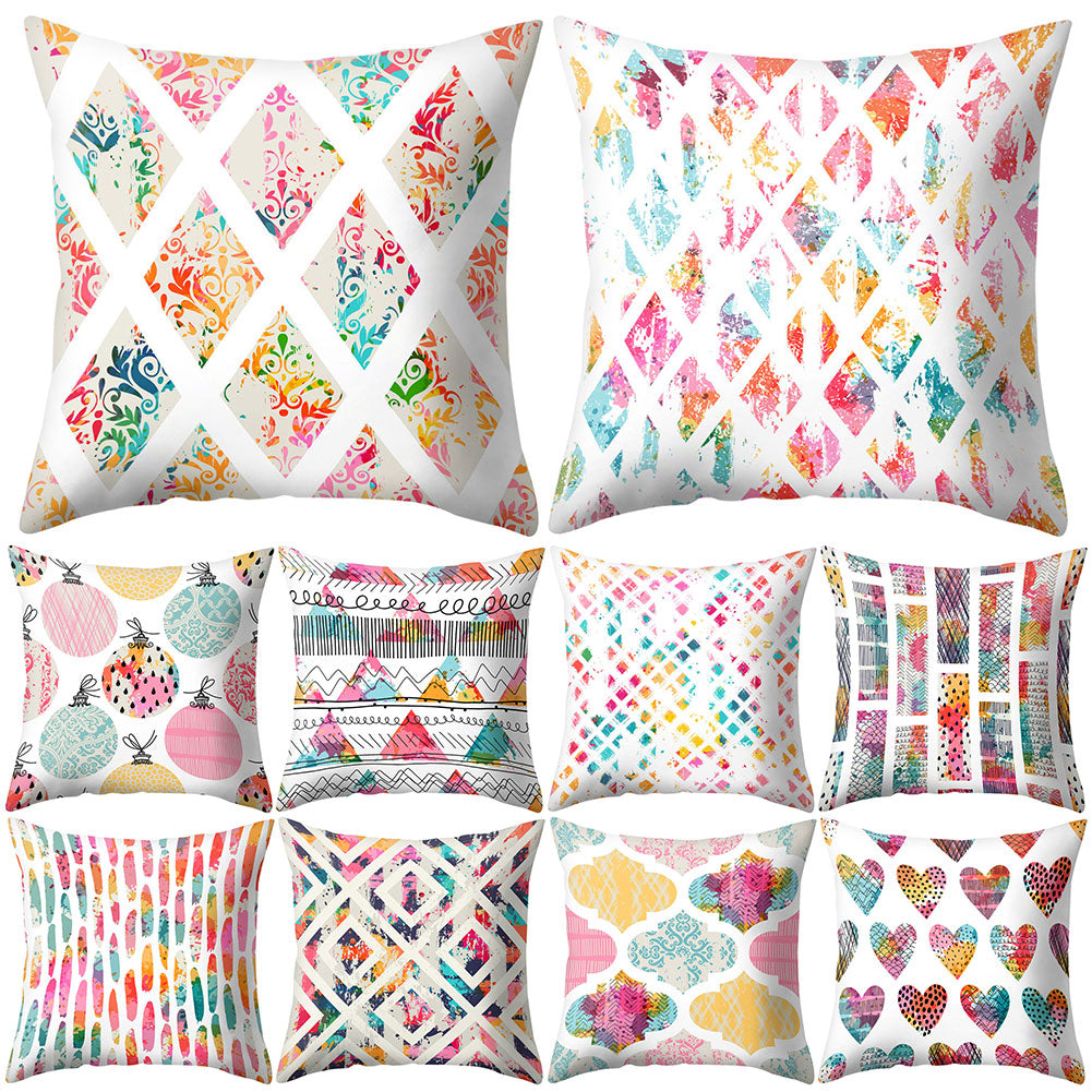 Rhombus Geometric Throw Pillow Protector Case Cushion Cover Sofa Bedding Article