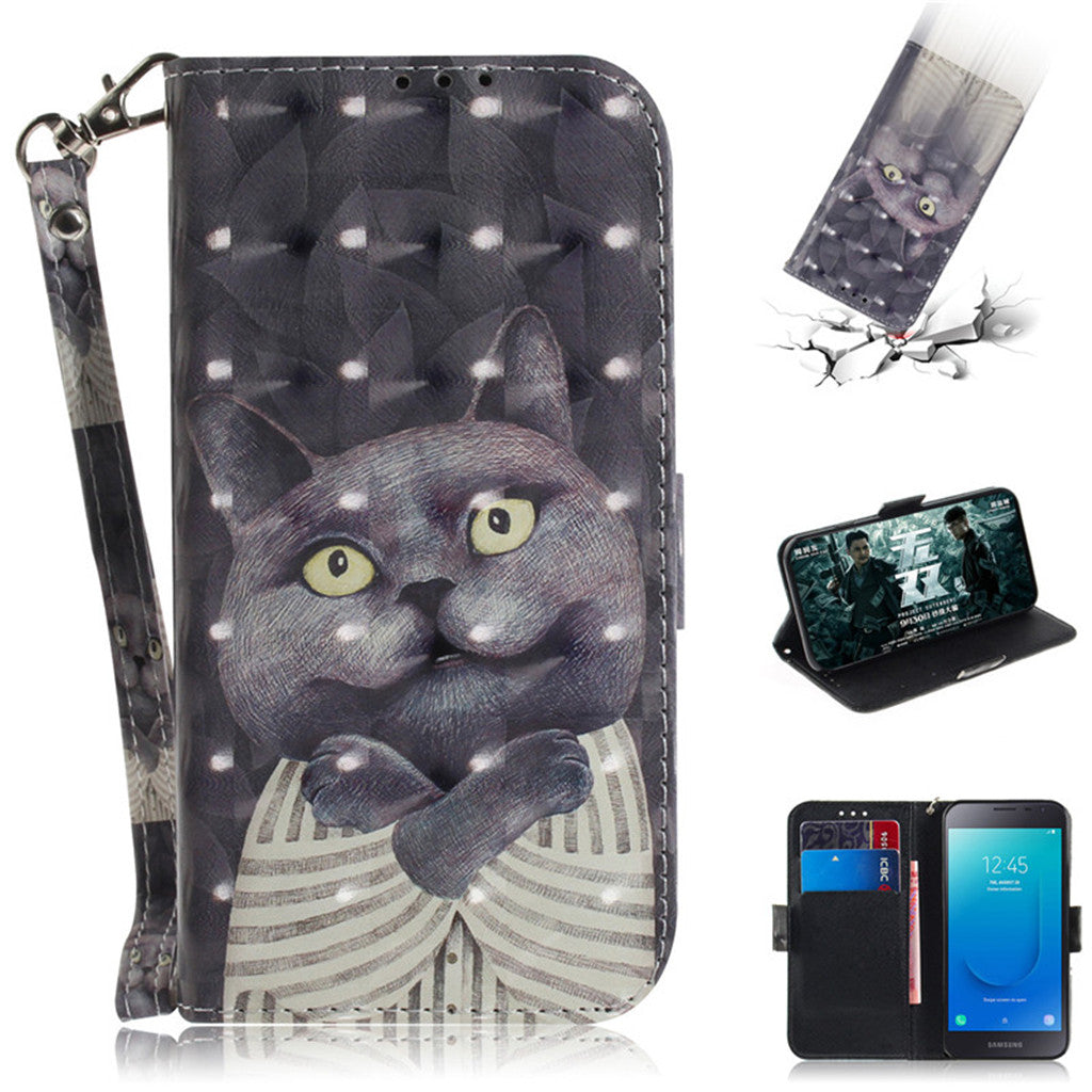 Flip Cover Phone Bags For Samsung Galaxy J2 Core Case 3D Painting PU Leather Soft Silicon Wallet Covers Cases Coque
