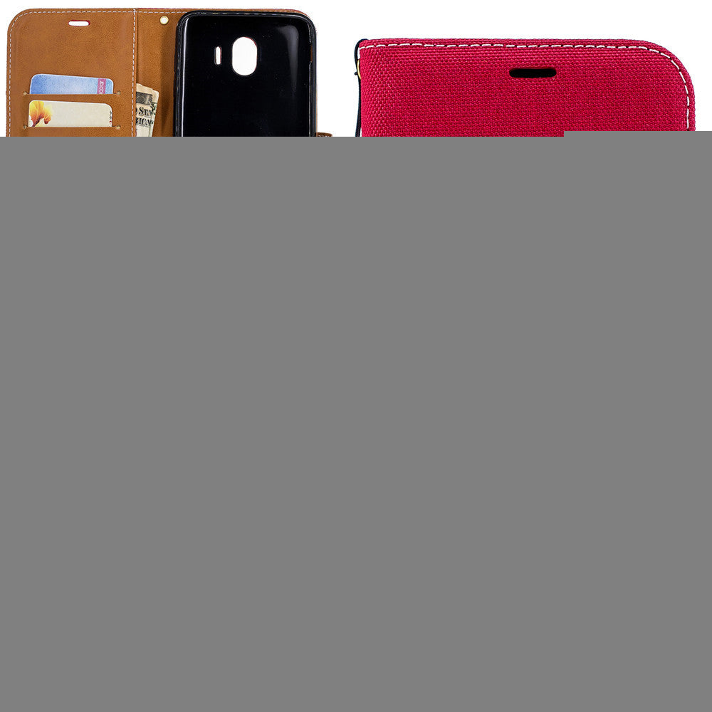 Wallet Card Slots Case for Samsung Galaxy A7 2018 Stand Case Denim Jeans Leather Case for A750