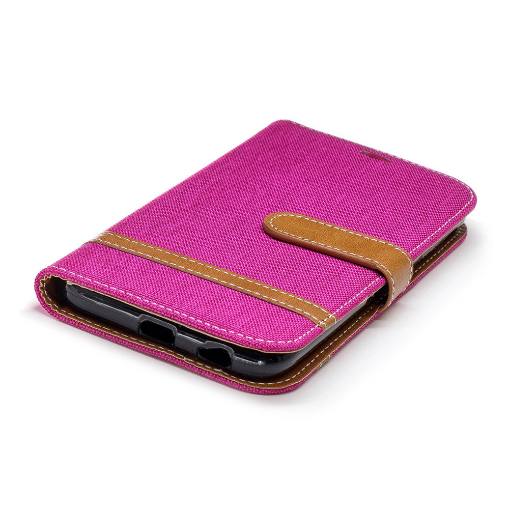 Wallet Card Slots Case for Samsung Galaxy A7 2018 Stand Case Denim Jeans Leather Case for A750