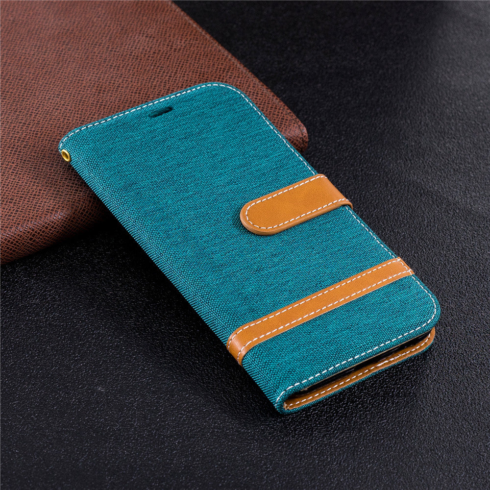 Wallet Card Slots Case for Samsung Galaxy A7 2018 Stand Case Denim Jeans Leather Case for A750