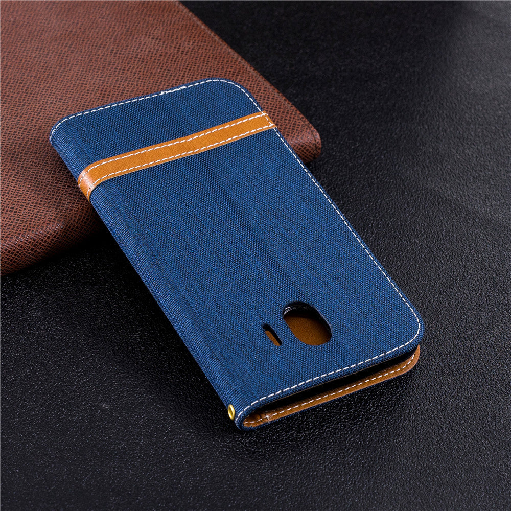 Wallet Card Slots Case for Samsung Galaxy A7 2018 Stand Case Denim Jeans Leather Case for A750