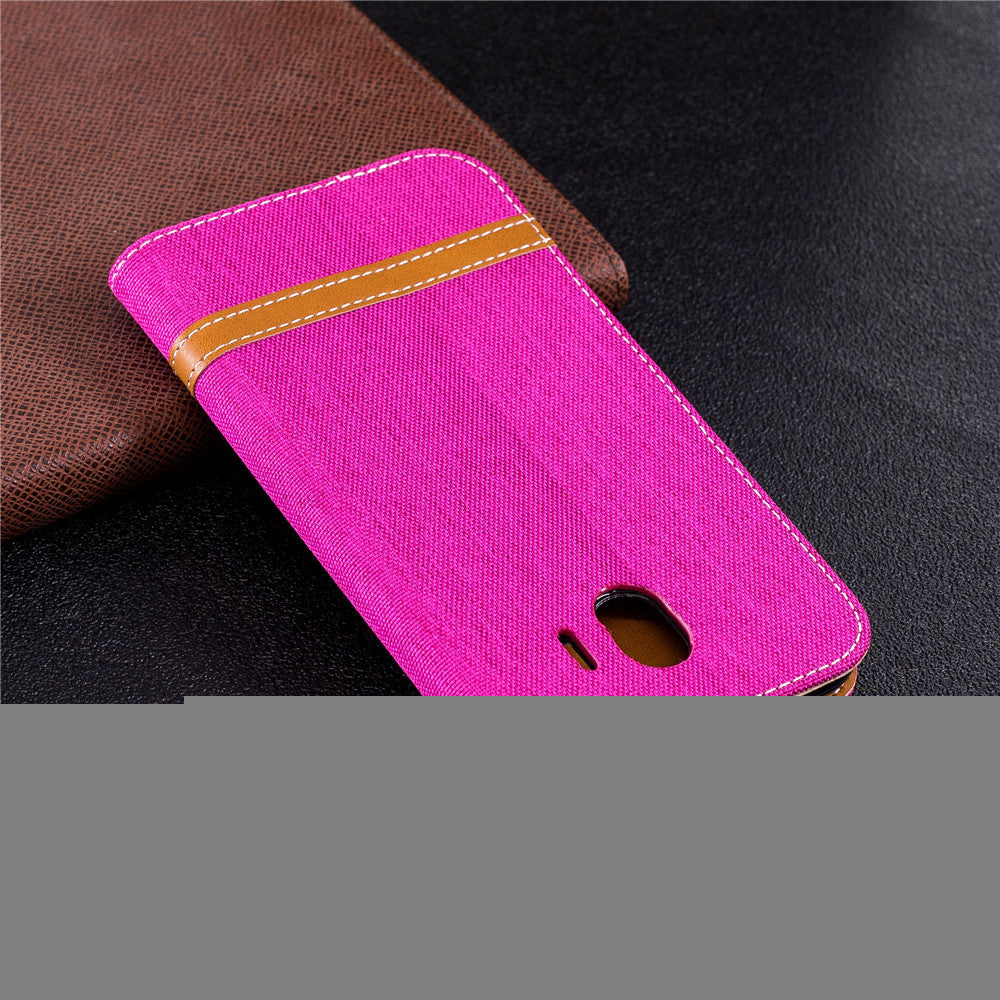 Wallet Card Slots Case for Samsung Galaxy A7 2018 Stand Case Denim Jeans Leather Case for A750