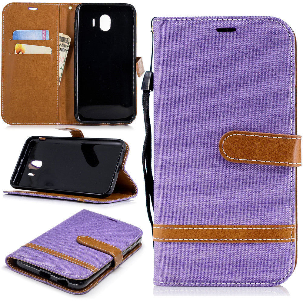 Wallet Card Slots Case for Samsung Galaxy A7 2018 Stand Case Denim Jeans Leather Case for A750