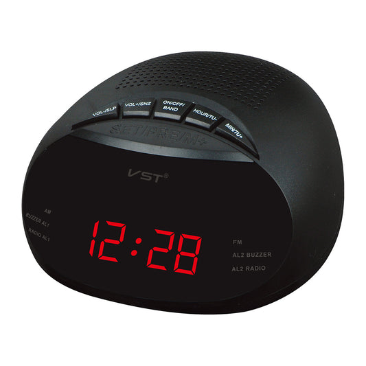 Clock-Controlled LED Alarm Clock with Radio and Snooze Function Gift Decoration European Specification 13.5 * 6.5 * 13.5CM