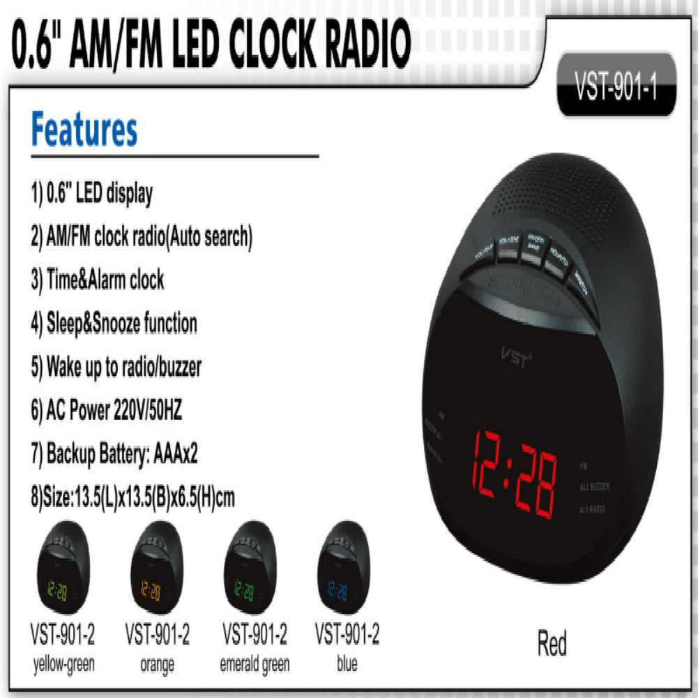 Clock-Controlled LED Alarm Clock with Radio and Snooze Function Gift Decoration European Specification 13.5 * 6.5 * 13.5CM