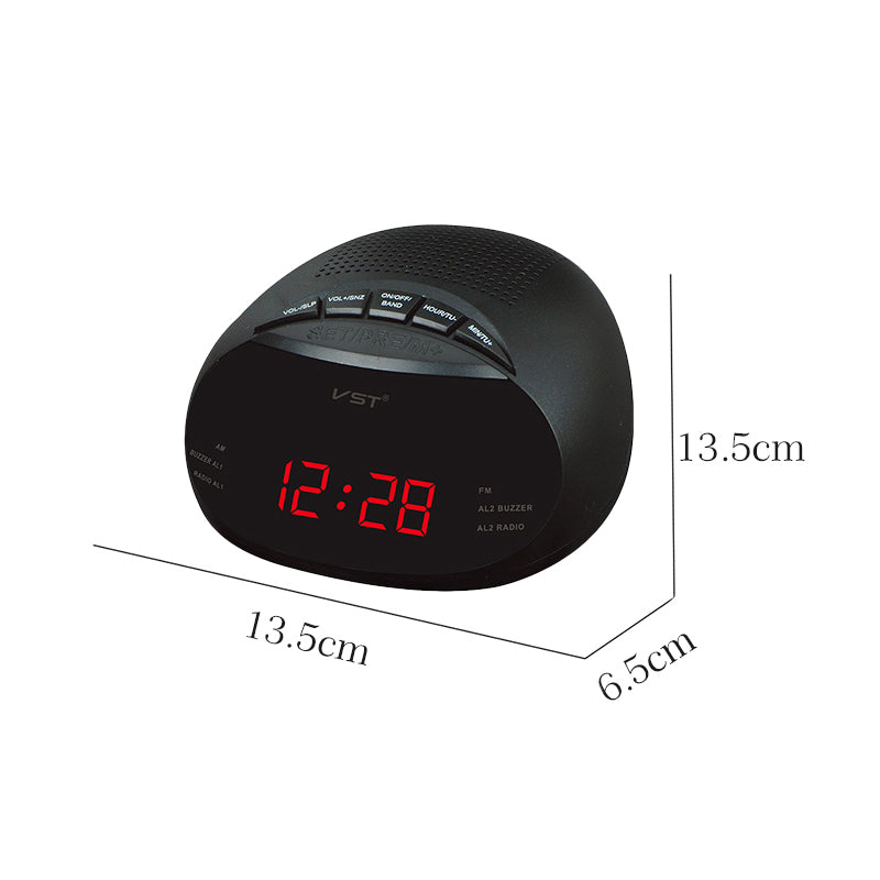 Clock-Controlled LED Alarm Clock with Radio and Snooze Function Gift Decoration European Specification 13.5 * 6.5 * 13.5CM